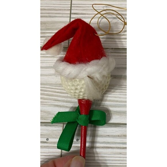 VTG Golf Ball Snowman Ornament on a Tee Handmade 4.5" Unique - Picture 2 of 2